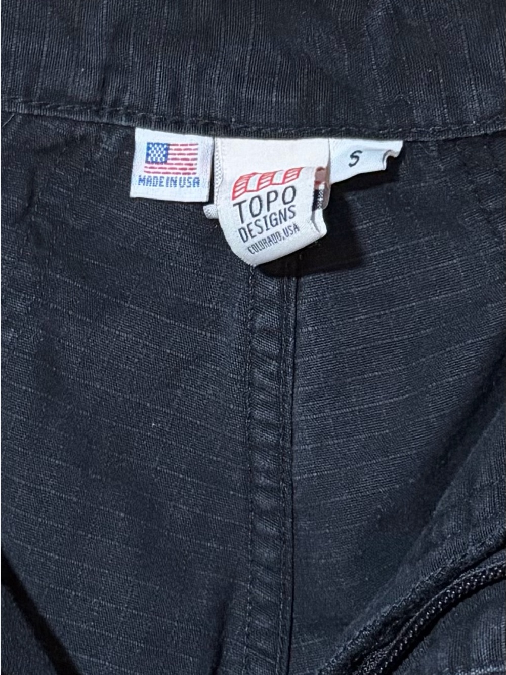 Topo Designs Black Athletic Shorts with Red Webbing Belt - Picture 3 of 3